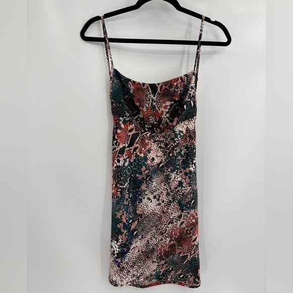 Fashion nova snakeskin party festival open back born wild satin dress small nwt - Picture 14 of 15